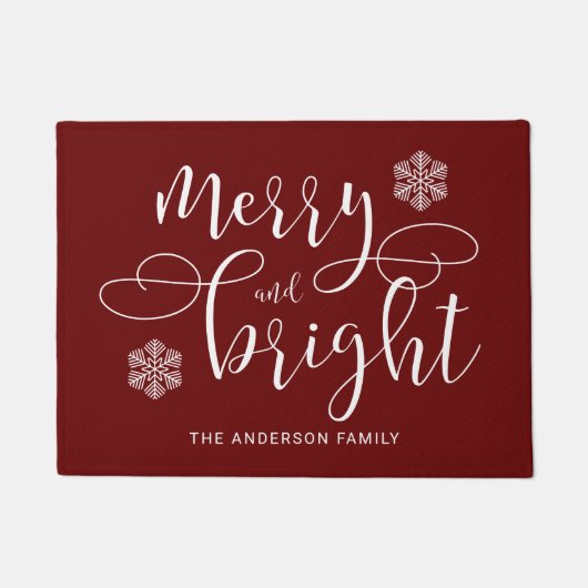 Paillasson Élégant Noël Rouge Joyeux Et Lumineux (Devant)