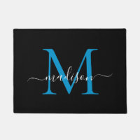 Élégant noir bleu personnalisé Monogramme Nom du s