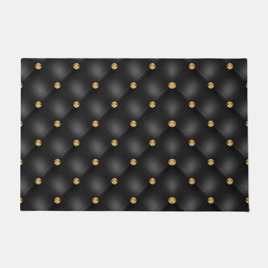 Paillasson Élégant Noir Diamant Or Porte Tufted (Devant)