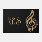 Paillasson Élégant Noir Or note musicale Monogramme (Devant)