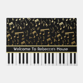 Paillasson Élégant notes de musique dorée touches piano (Devant)