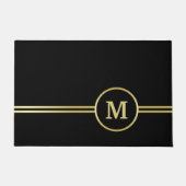 Paillasson Élégant or Monogramme personnalisé sur noir (Devant)