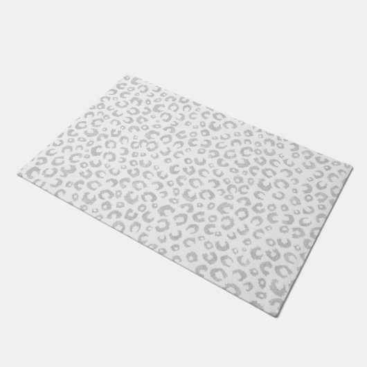 Paillasson Élégant Parties scintillant d'argent Motif Leopard (Incliné)