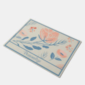 Paillasson Élégant Peach Rose Rose Rose Bleu Pierre Floral (Incliné)