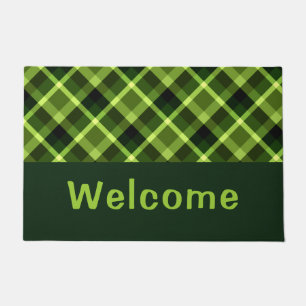 Paillasson Élégant Pois vert Pâte Monogramme Plaid Mat Porte