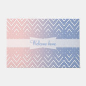 Paillasson Elégant quartz rose bleu pastel Chevron Texte (Devant)