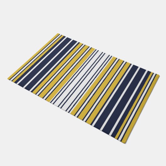 Paillasson Elégant, rayures, bleu marine, jaune moutarde, bla (Incliné)