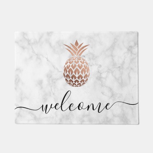 Paillasson Élégant rose en cuivre, ananas en marbre blanc (Devant)