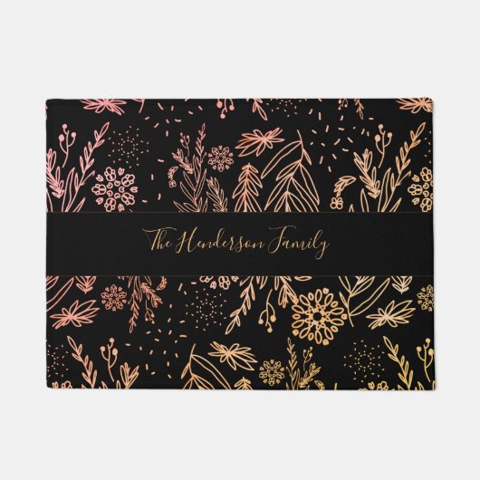 Paillasson Élégant Rose Gold Floral Pattern signature (Devant)