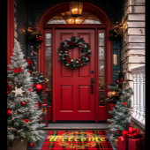 Paillasson Élégant rouge et vert Tartan Plaid Noël