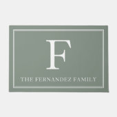 Paillasson Elegant Sage Green Nom de famille initial (Devant)