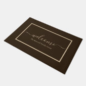 Paillasson Élégant script marron taupe nom de famille bienven (Incliné)