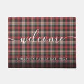 Paillasson Élégant Script Nom de famille Plaid motif (Devant)
