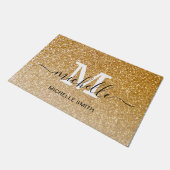 Paillasson Elegant Script personnalisable Monogramme Nom Or (Incliné)