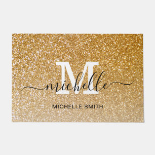 Paillasson Elegant Script personnalisable Monogramme Nom Or