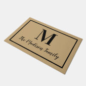Paillasson Elegant Tan Black Custom Monogram Initial (Incliné)