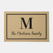 Paillasson Elegant Tan Black Custom Monogram Initial (Devant)