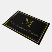 Paillasson Élégant Tan noir personnalisé Monogramme initial (Incliné)