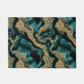 Paillasson Élégant Turquoise et Parties scintillant or Motif  (Devant)