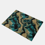 Paillasson Élégant Turquoise et Parties scintillant or Motif  (Incliné)