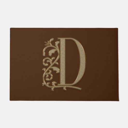 Paillasson Élégante entrée Monogramme D Initiale sur Brown (Devant)
