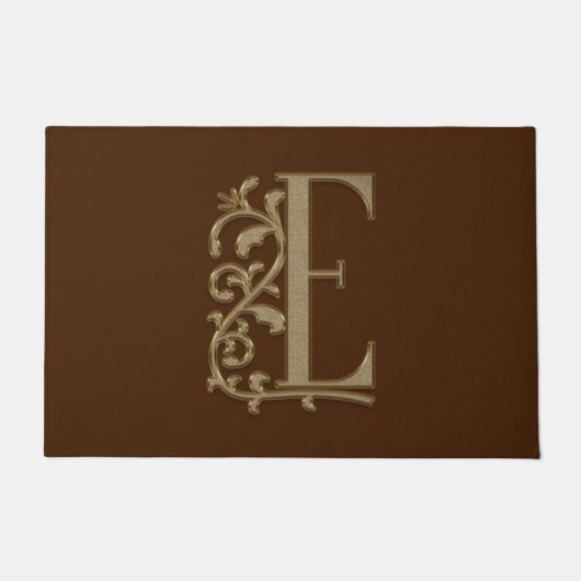Paillasson Élégante entrée Monogramme E Initiale sur Brown (Devant)