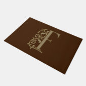 Paillasson Élégante entrée Monogramme F Initiale sur Brown (Incliné)