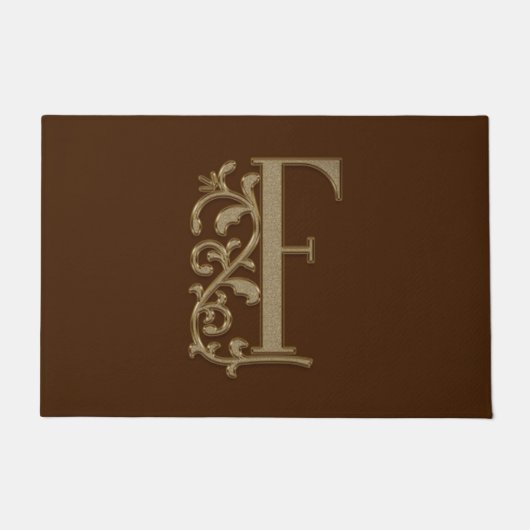 Paillasson Élégante entrée Monogramme F Initiale sur Brown (Devant)