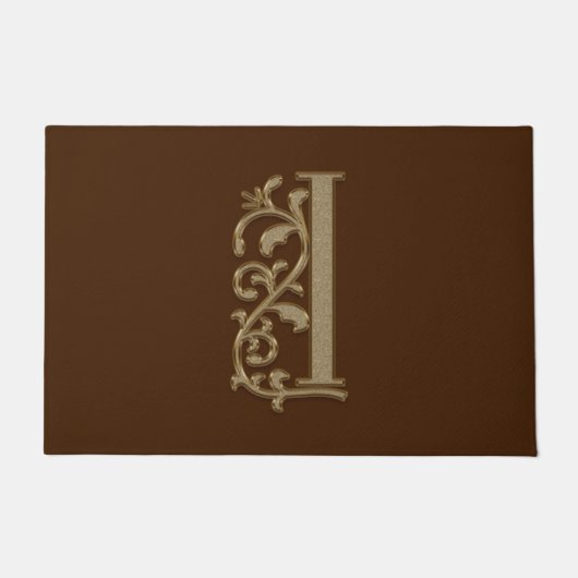 Paillasson Élégante entrée Monogramme I Initiale sur Brown (Devant)