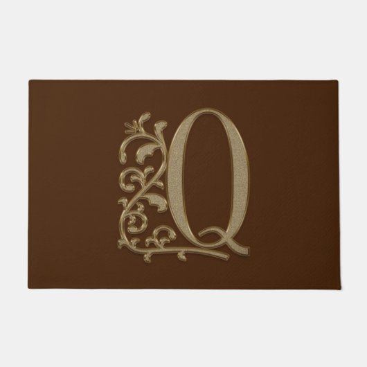 Paillasson Élégante entrée Monogramme Q Initiale sur Brown (Devant)