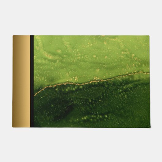 Paillasson Élégante Motif moderne chic vert et or marbre (Devant)