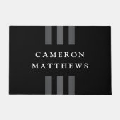 Paillasson Élégantes rayures noir gris foncé nom ou entrepris (Devant)