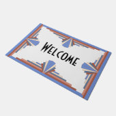 Paillasson Éléments Art déco en or rose & bleu (Incliné)