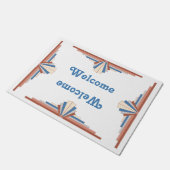 Paillasson Éléments Art déco en or rose, marron & bleu mat (Incliné)