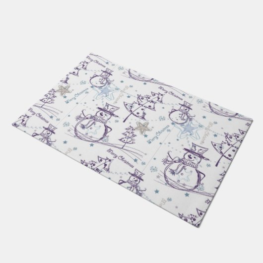 Paillasson Éléments de Noël Sketch de motoneige d'hiver (Incliné)