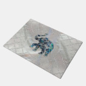 Paillasson Éléphant encadré par argent sur l'ormeau et la (Incliné)