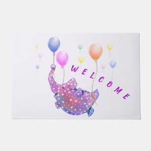 Paillasson Eléphant étoilé mignon avec des ballons coloré