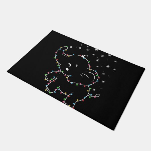Paillasson éléphant mignon avec lignes led joyeux noël costu (Incliné)