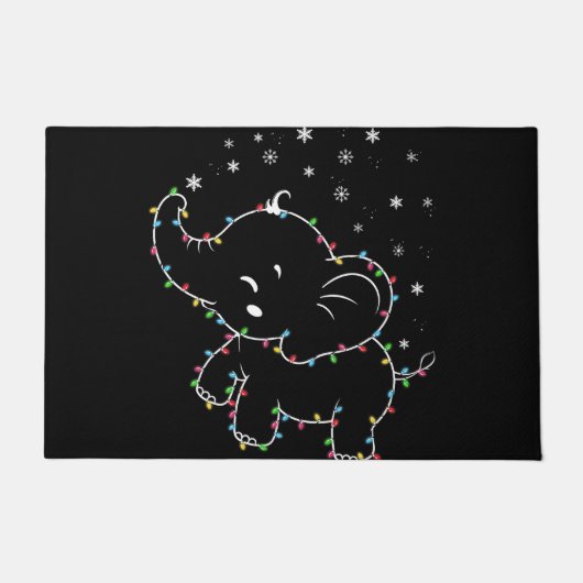 Paillasson éléphant mignon avec lignes led joyeux noël costu (Devant)