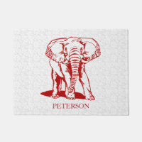 Eléphant Rouge Sur Damas Blanc