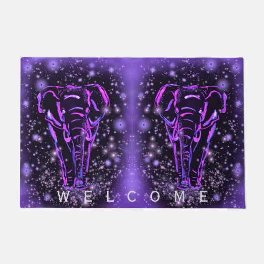 Paillasson Elephants À Starry Night Doormat Bienvenue (Devant)