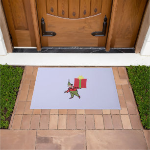 Paillasson Elfe avec boîte rouge mat de porte violet