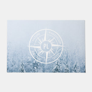 Paillasson Emblème de monogramme étoile boussole forêt de sap