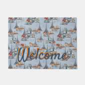 Paillasson Embrassez le pays français en bleu pâle raffiné (Devant)