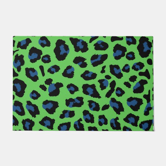Paillasson Empreinte de léopard bleu et vert (Devant)