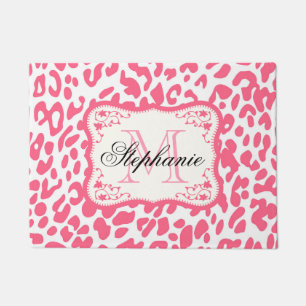 Paillasson Empreinte de léopard rose