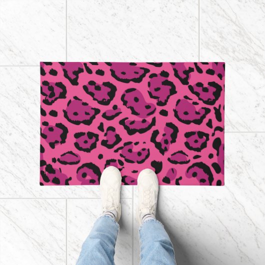 Paillasson Empreinte de léopard rose chaud (Intérieur)