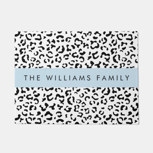 Paillasson Empreinte de léopard, Spots, Noir Et Blanc, Votre (Devant)