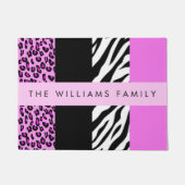 Paillasson Empreinte de léopard, Zebra Print, Rose, Votre nom (Devant)