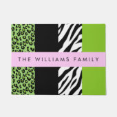 Paillasson Empreinte de léopard, Zebra Print, Vert, Votre nom (Devant)